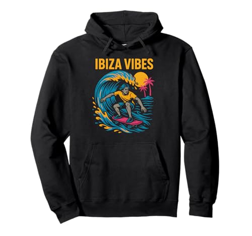 Ibiza Surfen Ibiza Vibes Retro Herren Beach Life Pullover Hoodie von Ibiza Beach Life Surfs Up Skateboarding Apparel