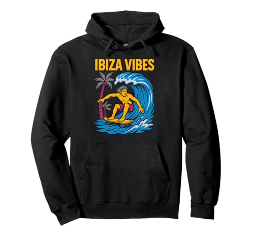 Ibiza Surfen Ibiza Vibes Retro Herren Beach Life Pullover Hoodie von Ibiza Beach Life Surfs Up Skateboarding Apparel