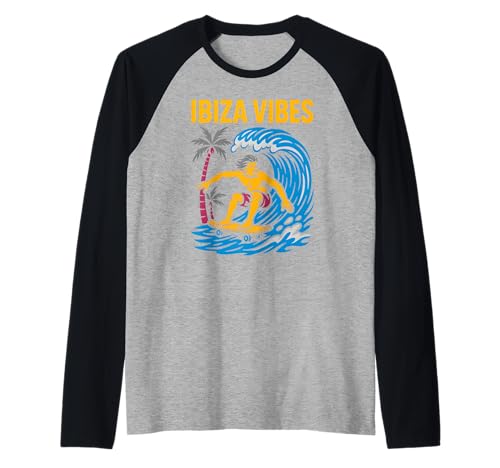 Ibiza Surfen Ibiza Vibes Retro Herren Beach Life Raglan von Ibiza Beach Life Surfs Up Skateboarding Apparel