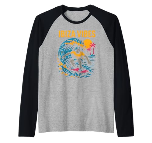 Ibiza Surfen Ibiza Vibes Retro Herren Beach Life Raglan von Ibiza Beach Life Surfs Up Skateboarding Apparel