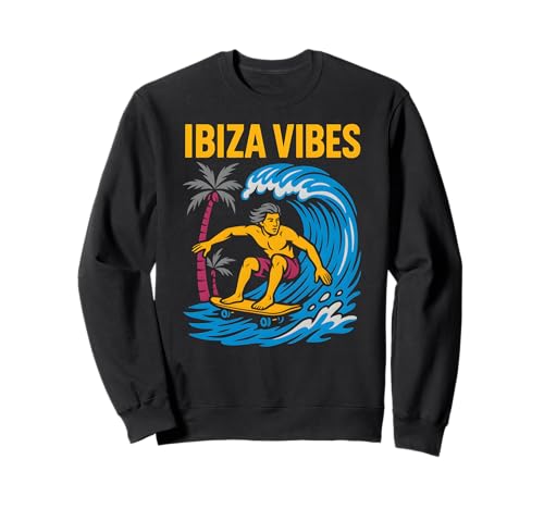 Ibiza Surfen Ibiza Vibes Retro Herren Beach Life Sweatshirt von Ibiza Beach Life Surfs Up Skateboarding Apparel
