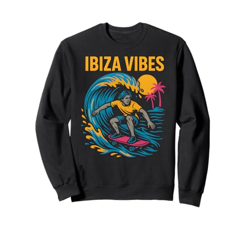 Ibiza Surfen Ibiza Vibes Retro Herren Beach Life Sweatshirt von Ibiza Beach Life Surfs Up Skateboarding Apparel