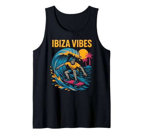 Ibiza Surfen Ibiza Vibes Retro Herren Beach Life Tank Top von Ibiza Beach Life Surfs Up Skateboarding Apparel