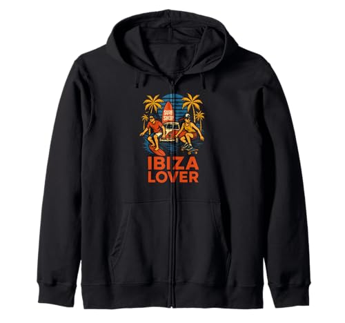 Ibiza Surfer Ibiza Lover Retro Herren Coastal Living Kapuzenjacke von Ibiza Beach Life Surfs Up Skateboarding Apparel