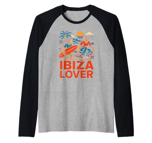 Ibiza Surfer Ibiza Lover Retro Herren Coastal Living Raglan von Ibiza Beach Life Surfs Up Skateboarding Apparel