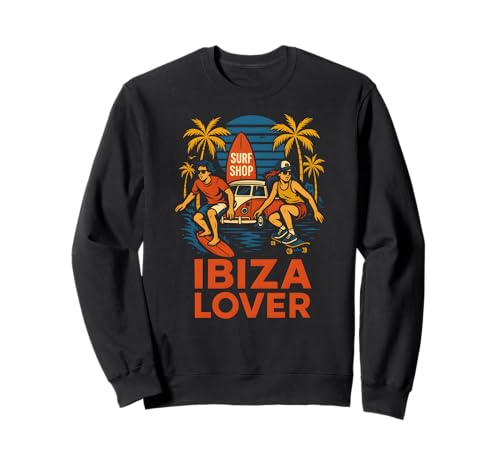 Ibiza Surfer Ibiza Lover Retro Herren Coastal Living Sweatshirt von Ibiza Beach Life Surfs Up Skateboarding Apparel