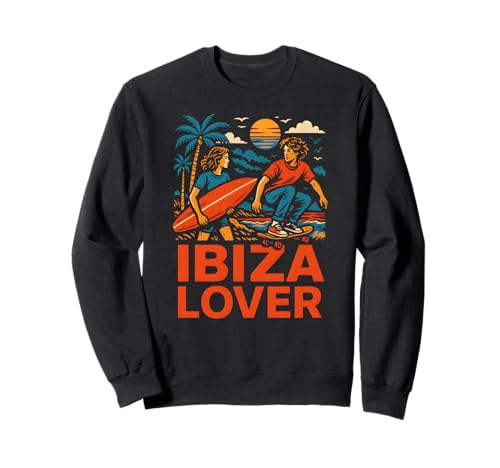 Ibiza Surfer Ibiza Lover Retro Herren Coastal Living Sweatshirt von Ibiza Beach Life Surfs Up Skateboarding Apparel