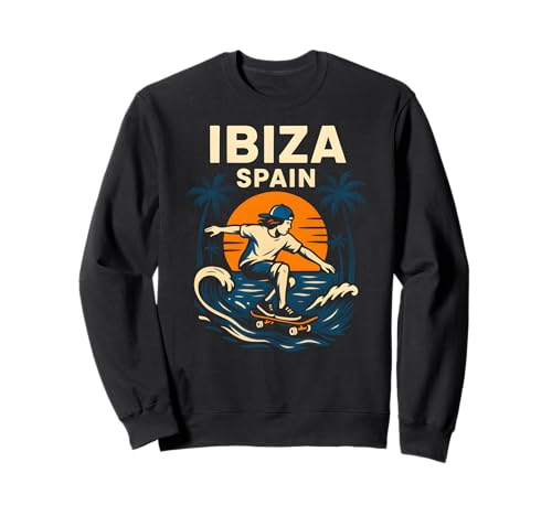 Ibiza Surfing Ibiza Spanien Retro Herren Skateboarding Sweatshirt von Ibiza Beach Life Surfs Up Skateboarding Apparel