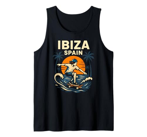 Ibiza Surfing Ibiza Spanien Retro Herren Skateboarding Tank Top von Ibiza Beach Life Surfs Up Skateboarding Apparel