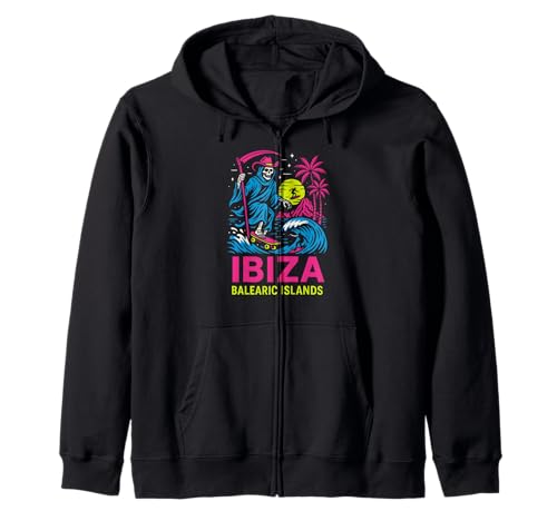 Skateboarding Ibiza Balearen Retro Herren Beach Life Kapuzenjacke von Ibiza Beach Life Surfs Up Skateboarding Apparel