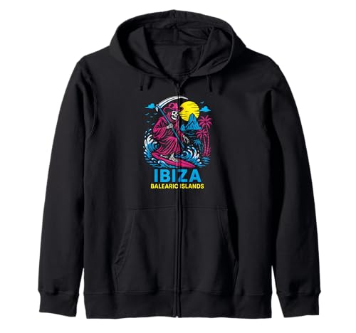 Skateboarding Ibiza Balearen Retro Herren Beach Life Kapuzenjacke von Ibiza Beach Life Surfs Up Skateboarding Apparel