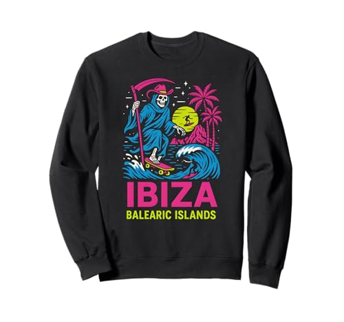 Skateboarding Ibiza Balearen Retro Herren Beach Life Sweatshirt von Ibiza Beach Life Surfs Up Skateboarding Apparel