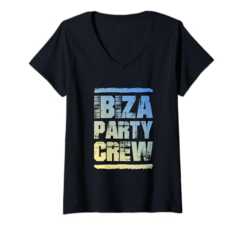 Damen Ibiza Party Crew | Zitat des Urlaubsteams T-Shirt mit V-Ausschnitt Damen Ibiza Party Crew | Zitat des Urlaubsteams T-Shirt mit V-Ausschnitt von Ibiza Party Mood Inc