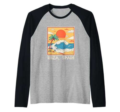 Souvenir aus Ibiza Spanien Skyline Männer Frauen España Urlaub Raglan von Ibiza Spain Souvenir Skyline