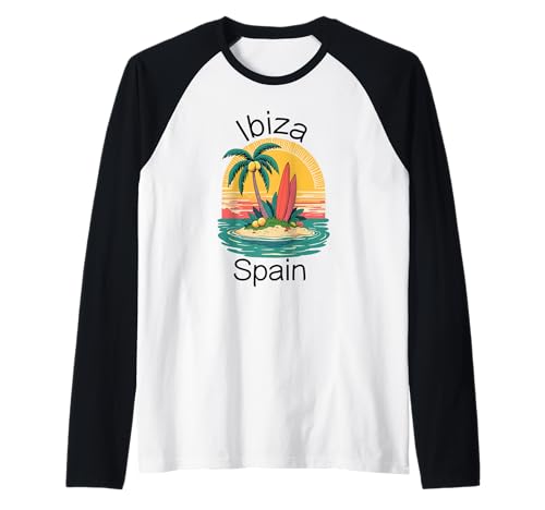 Souvenir aus Ibiza Spanien Skyline Männer Frauen España Urlaub Raglan von Ibiza Spain Souvenir Skyline
