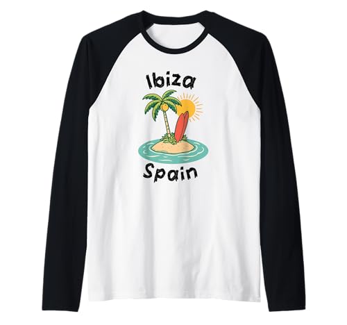 Souvenir aus Ibiza Spanien Skyline Männer Frauen España Urlaub Raglan von Ibiza Spain Souvenir Skyline