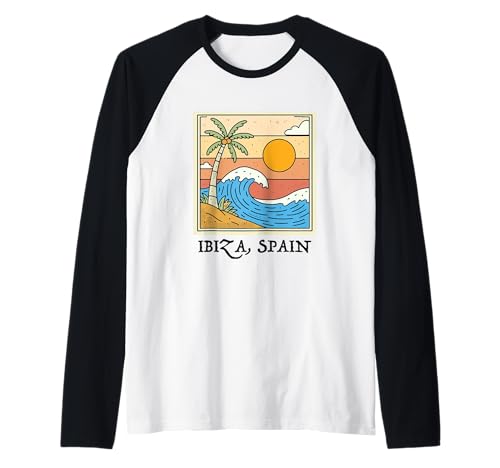 Souvenir aus Ibiza Spanien Skyline Männer Frauen España Urlaub Raglan von Ibiza Spain Souvenir Skyline