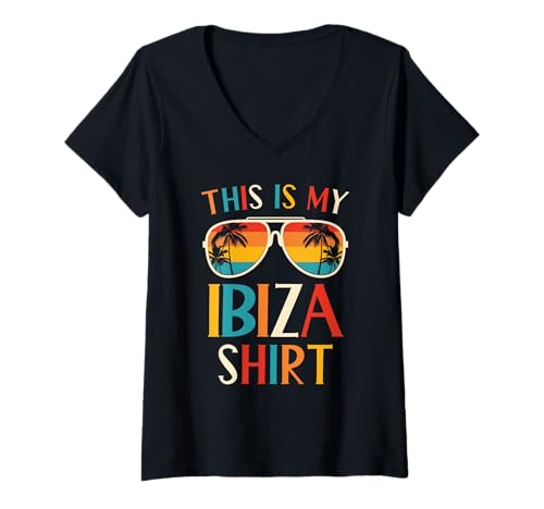 Damen This Is My Ibiza T-Shirt mit V-Ausschnitt von Ibiza Urlaub