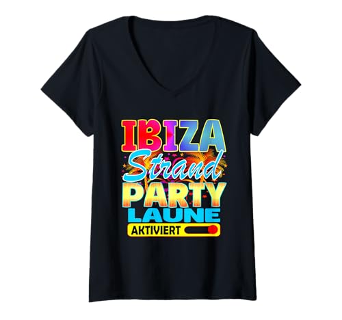 Damen Ibiza Party Outfit Ibiza kostüm Party Ibiza Accessoires T-Shirt mit V-Ausschnitt von Ibiza kostüm Ibiza Urlaub auf ibiza Ibiza urlaub
