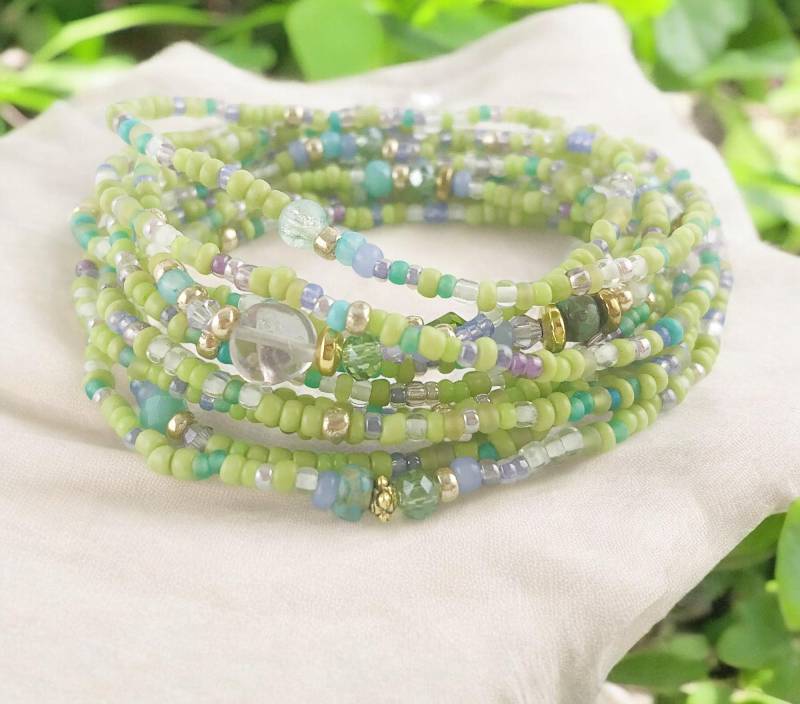 Boho Style Wickelarmband Eire | Perlenarmband Damen Gold Mit Rocailles Perlen Ametrin Edelstein Ibiza Schmuck von IbizaSchmuck