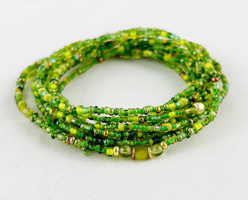 Boho Style Wickelarmband Fern | Perlenarmband Damen Mit Edelsteinen Glasperlenarmband Perlen Armband Rocailles Grün Ibizaschmuck von IbizaSchmuck