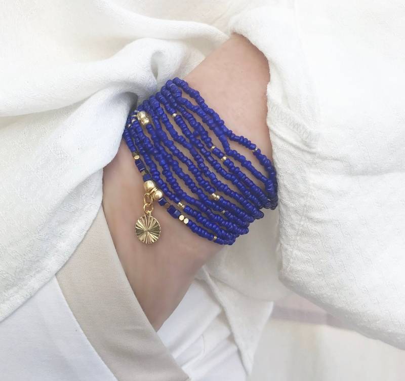 Boho Style Wickelarmband Royal | Perlenarmband Damen Glasperlenarmband Zartes Armband Rocaillesperlen Ibizaschmuck von IbizaSchmuck