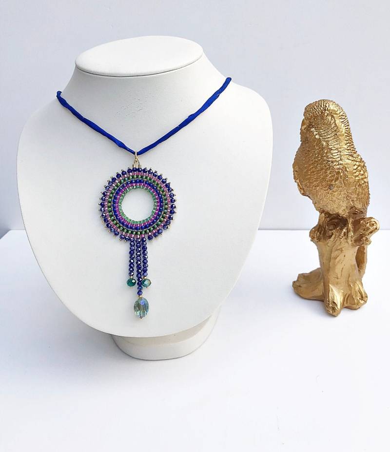 Boho-style Perlenkette Blau Gold | Halskette Damen Ibiza Schmuck von IbizaSchmuck