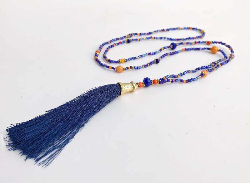 Boho-style Perlenkette Gold | Halskette Damen Mit Tollen Perlen Und Langer Quaste Ibiza Schmuck von IbizaSchmuck