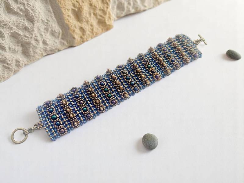 Handgewebtes Perlenarmband Marakesh Night | Damen Boho Style Blau Bronze Armband Handarbeit Aus Miyuki Perlen Ibiza Schmuck von IbizaSchmuck