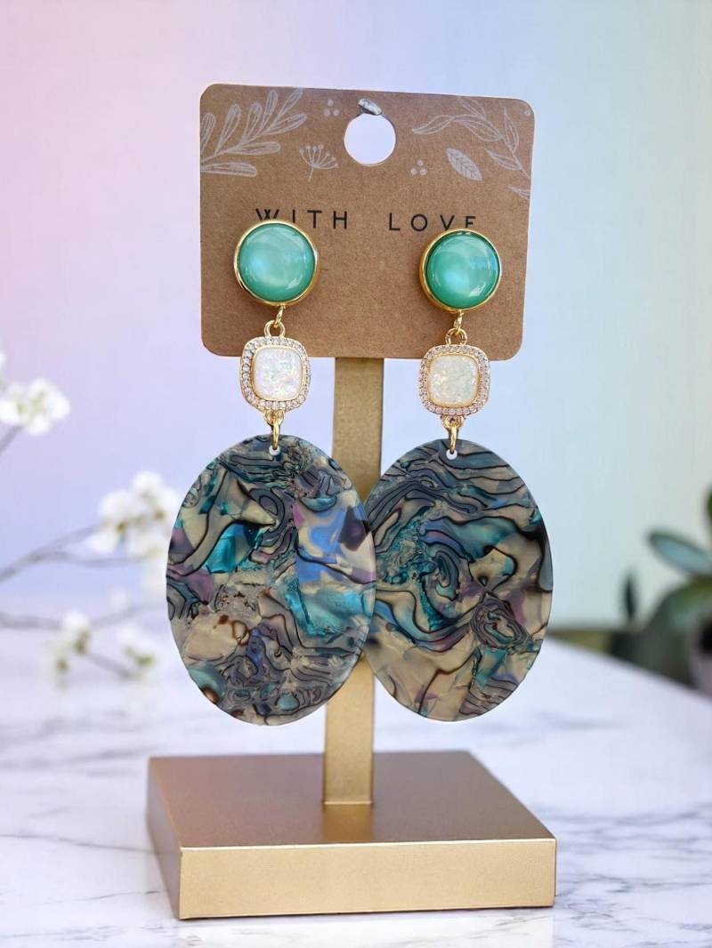 Ohrringe Dusty Sea Gold - Boho Style | Hängend Türkis Statement Ohrstecker Ibiza Schmuck Ohrringe Dusty Sea Gold - Boho Style | Hängend Türkis Statement Ohrstecker Ibiza Schmuck von IbizaSchmuck