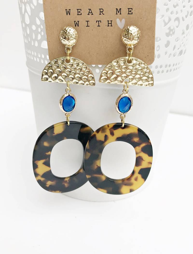 Ohrringe Gold - Boho Style | Hängend Hornohrringe Hornoptik Hängeohrringe Kristallohrringe Blau Hornschmuck Vegan Ibizaschmuck Ohrringe Gold - Boho Style | Hängend Hornohrringe Hornoptik Hängeohrringe Kristallohrringe Blau Hornschmuck Vegan Ibizaschmuck von IbizaSchmuck