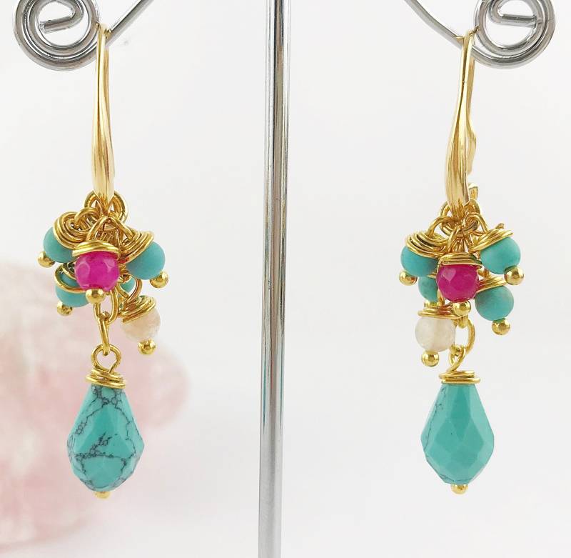 Ohrringe Gold - Boho Style | Hängend Tropfen Türkis Edelstein Edelsteinohrringe Ibiza Schmuck Chandelier Ohrringe Gold - Boho Style | Hängend Tropfen Türkis Edelstein Edelsteinohrringe Ibiza Schmuck Chandelier von IbizaSchmuck