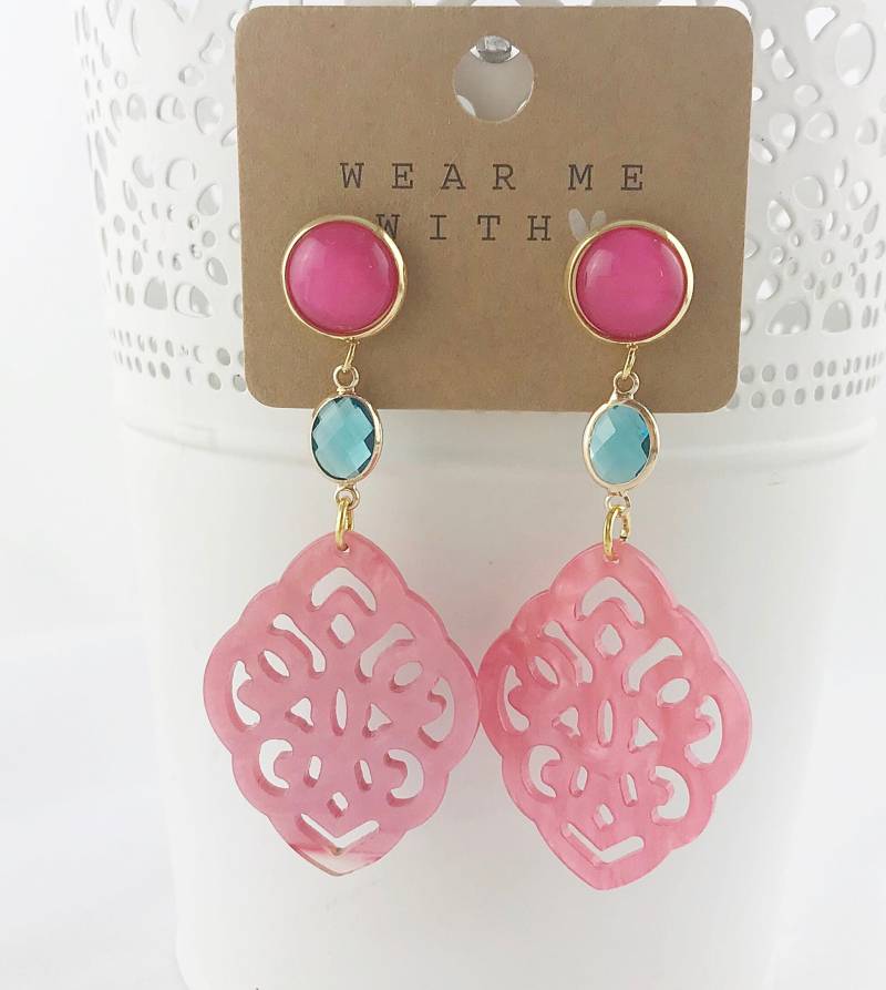Ohrringe Gold - Boho Style | Hängend Türkis Pink Statement Ohrstecker Ibiza Schmuck Ohrringe Gold - Boho Style | Hängend Türkis Pink Statement Ohrstecker Ibiza Schmuck von IbizaSchmuck