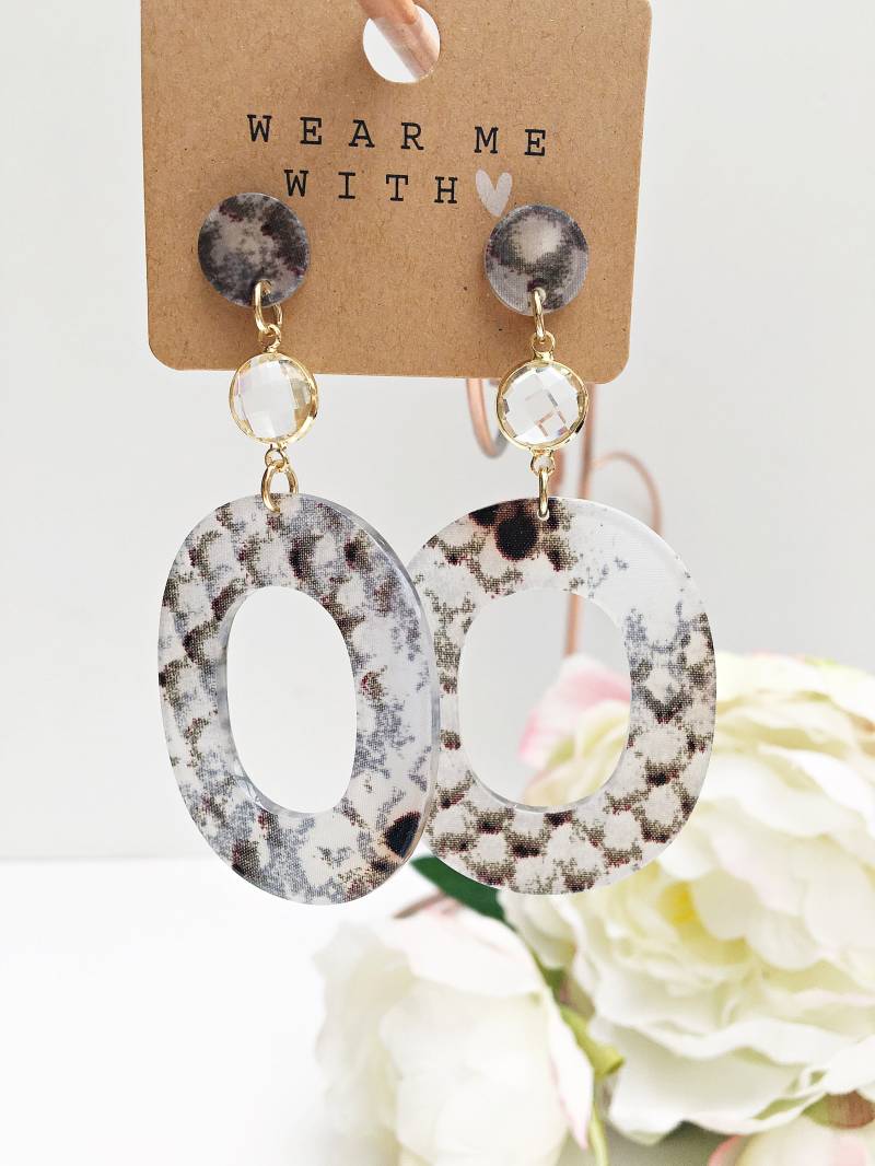 Ohrringe Gold - Boho Style | Reptilienlook Hängeohrringe Grau Ibizaschmuck Statement Creolen Ohrringe Gold - Boho Style | Reptilienlook Hängeohrringe Grau Ibizaschmuck Statement Creolen von IbizaSchmuck
