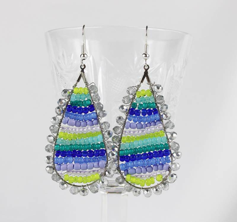 Ohrringe Silber - Boho Style | Colour Drop Hängend Türkis Lila| Edelsteinohrringe Hängeohrringe von IbizaSchmuck