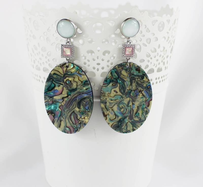 Ohrringe Silber - Boho Style | Hängend Blau Rosa Kristall Statement Ohrstecker Ohrhänger Ibiza Schmuck von IbizaSchmuck