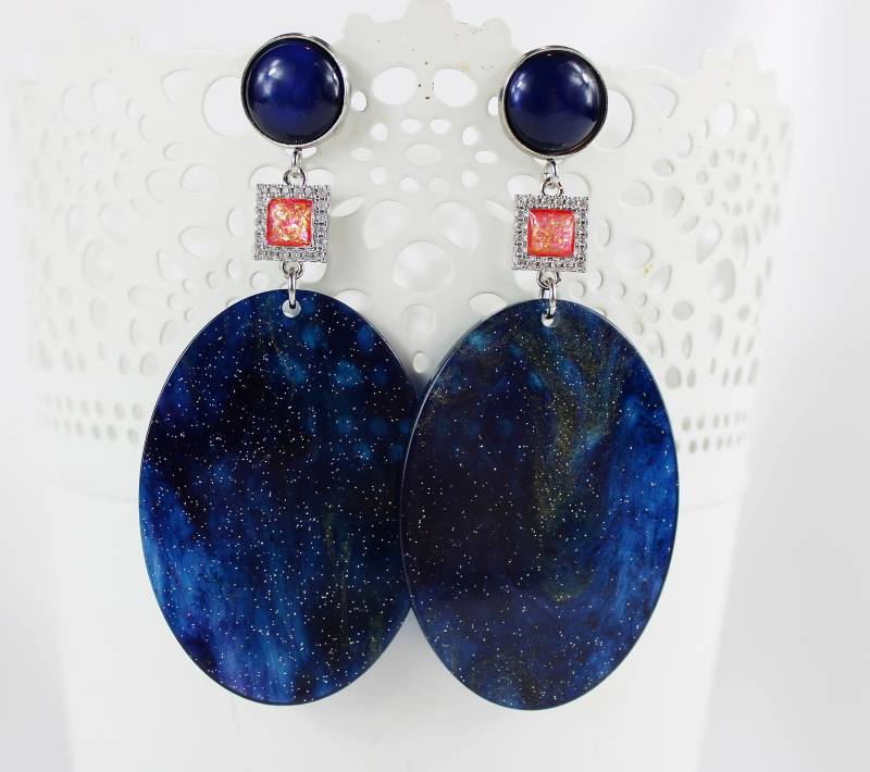Ohrringe Silber - Boho Style | Hängend Dunkelblau Kristall Statement Ohrstecker Ohrhänger Ibiza Schmuck Ohrringe Silber - Boho Style | Hängend Dunkelblau Kristall Statement Ohrstecker Ohrhänger Ibiza Schmuck von IbizaSchmuck