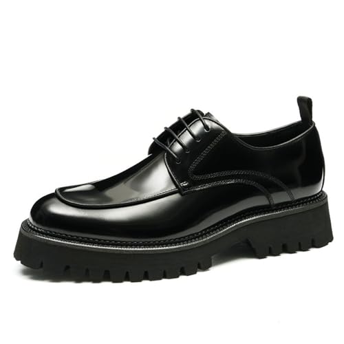 Anzugschuhe For Herren, Oxford-Schuhe For Herren, Business-Casual-Schuhe For Herren Mit Quadratischer Zehenpartie Und Schnürung Vorne Aus Gummi Mit Dicker Sohle, Die Formelle Schuhe Erhöht ( Color : B von IboXq