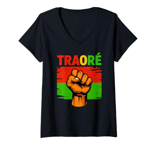 Damen Burkina Faso Ibrahim Traoré Thomas Sankara Traore Trikot T-Shirt mit V-Ausschnitt von Ibrahim Traoré Shirt