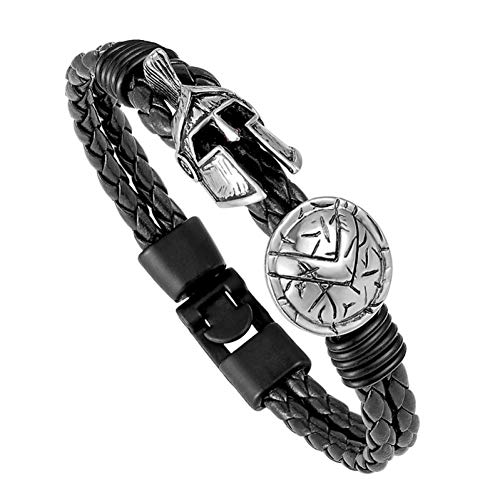 Lederarmband Für Herren, Persönliche Spartan Helmen Frauen Charm Armband Elegantes Schmuck Retro Herren Armreif Damen Tapfere Ritter Geschenk Bevorzugte Leuchtende Armband Accessoires Festival Paar von Ibralet