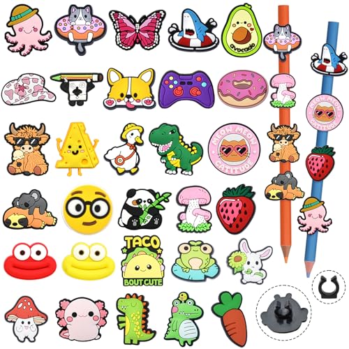 30 Stück Bleistiftaufsätze, niedliche Bleistift-Charms für Schüler, Großpackung für Schule, Lehrer, lustige Stiftaufsätze, Anhänger, PVC-Bleistifte, Clips, Zubehör, zufällige verschiedene Bleistifte 30 Stück Bleistiftaufsätze, niedliche Bleistift-Charms für Schüler, Großpackung für Schule, Lehrer, lustige Stiftaufsätze, Anhänger, PVC-Bleistifte, Clips, Zubehör, zufällige verschiedene Bleistifte von Ibuclein