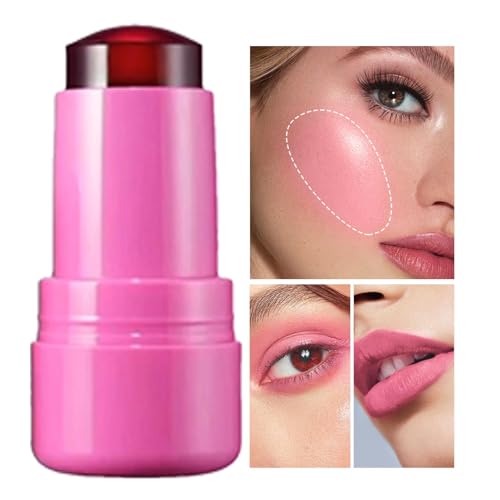 Ibuloule Jelly Blush Stick Tint,Fruchtgelee-Lippenstift - 5g Jelly Fruit Lippenbalsam - Natürlicher, getönter Wangen-Lipgloss, guter Farb-Lidschatten für Party-Make-up von Ibuloule