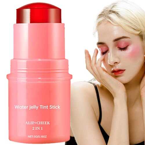 Ibuloule Jelly Lippenstift-Tönung, Jelly Blush Stick-Tönung - 5g Wassergelee-Tönungsstift,Gute Farbgebung für Lippen und Wangen, Lidschatten mit Geleefrüchten, natürlich für Frauen von Ibuloule