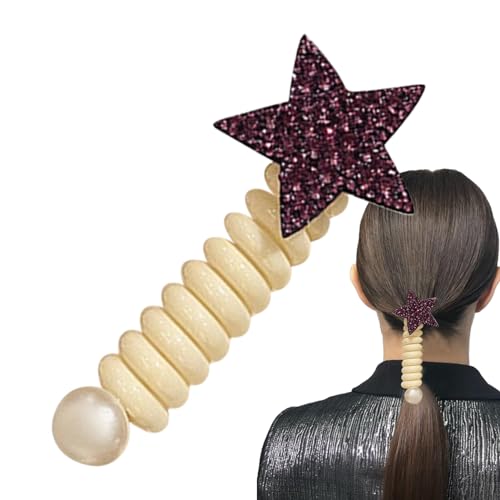 Ibuloule Spirale Haargummis Telefonkabel | Strass-Draht-Haarbänder - Wiederverwendbare Telefonschnur, gerade Spiral-Haargummis für Mädchen, Kinder, Kinder, Geburtstagsgeschenk von Ibuloule