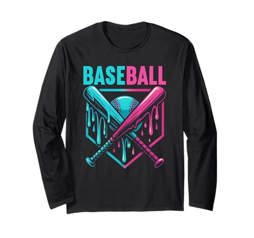 Baseball Dripping Ice Cream Drip Baseballhandschuh Sport für Kinder Langarmshirt von Ice Cream Baseball Drip Graphics Boys Youth Men