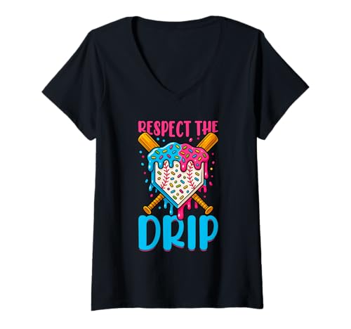 Damen Eat Sleep Baseball Repeat Ice Cream Drip Baseballspieler für Kinder T-Shirt mit V-Ausschnitt von Ice Cream Baseball Drip Graphics Boys Youth Men