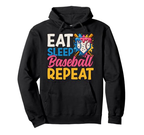 Eat Sleep Baseball Repeat Ice Cream Drip Baseballspieler für Kinder Pullover Hoodie von Ice Cream Baseball Drip Graphics Boys Youth Men