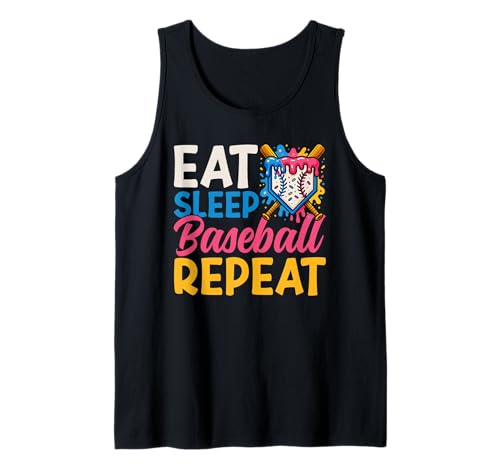 Eat Sleep Baseball Repeat Ice Cream Drip Baseballspieler für Kinder Tank Top von Ice Cream Baseball Drip Graphics Boys Youth Men