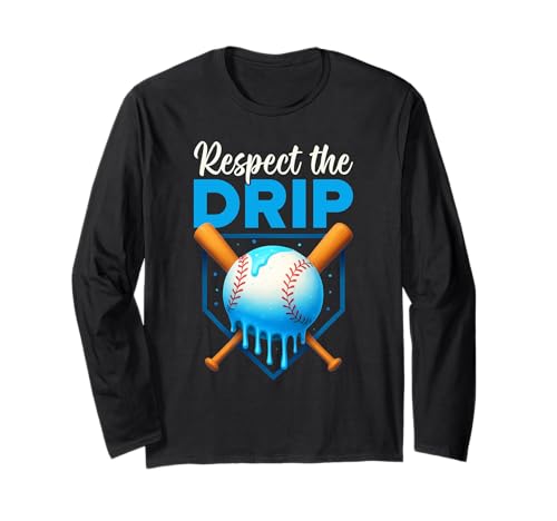 Respect The Drip Baseball Dripping Ice Cream Drip Drip Handschuh für Kinder Langarmshirt von Ice Cream Baseball Drip Graphics Boys Youth Men