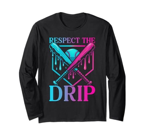 Respect The Drip Baseball Dripping Ice Cream Drip Drip Handschuh für Kinder Langarmshirt von Ice Cream Baseball Drip Graphics Boys Youth Men